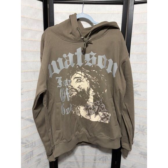 Watson Luxe Other - Watson Luxe FOG Fear of God Streetwear Hoodie Large Brown Christ Graphic NWT